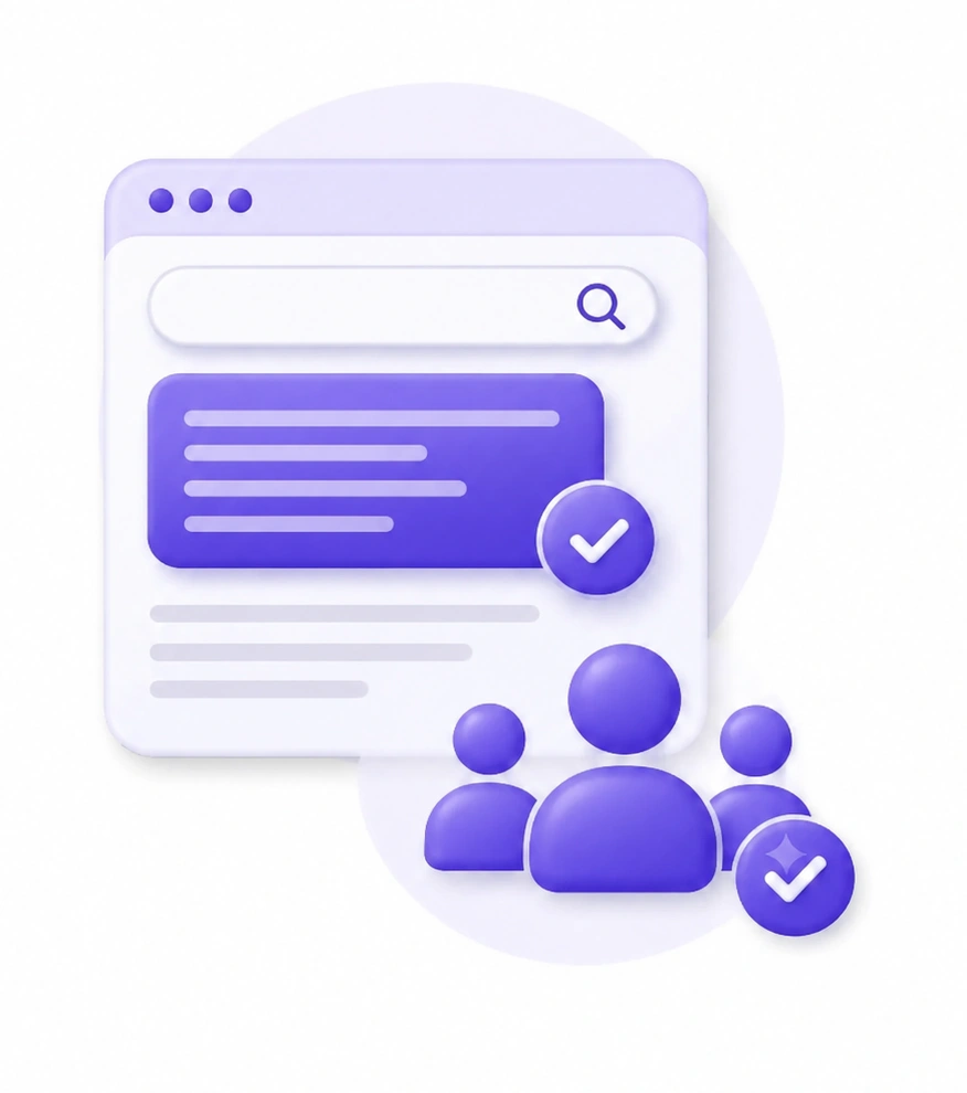AEO search results illustration showing AI-generated answers and improved content visibility