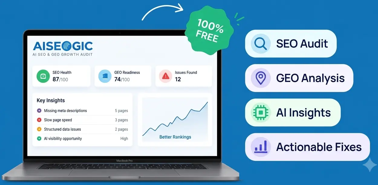 SEO audit report dashboard showing website analysis results and report generation options